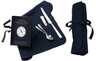 12 Section Silver Flatware Storage Roll, Blue by Town Talk