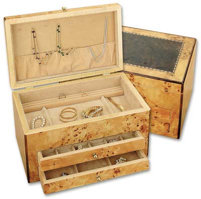 Selene Birds Eye Maple Jewelry Chest by Reed & Barton