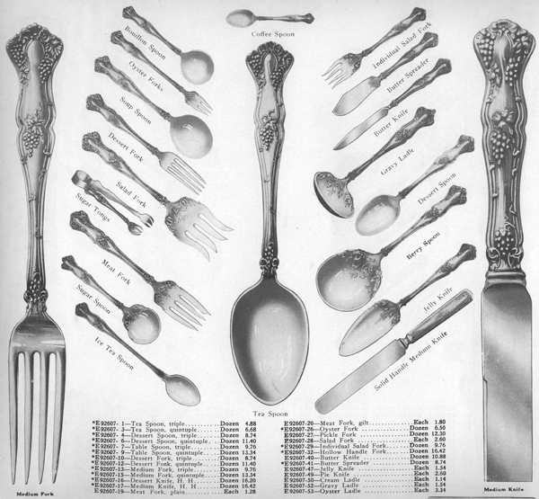 2 1847 Rogers Bros VINTAGE Large Serving Spoons Grapes Unmonogrammed Nice 