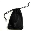 2 1/2" x 3 1/4" Leather Drawstring Pouch, Black