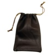 2 1/2" x 3 1/4" Leather Drawstring Pouch, Brown